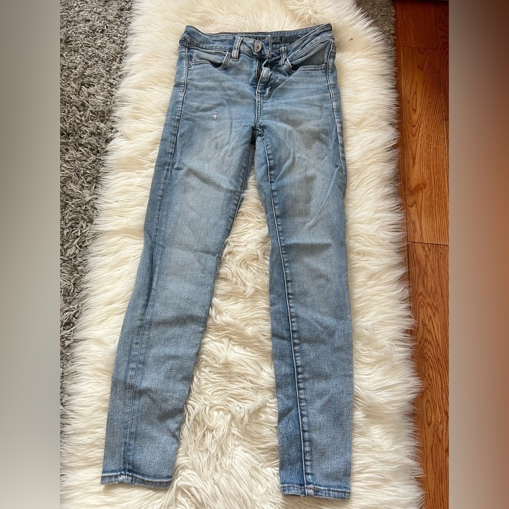 Light wash next level stretch Short skinny jeans